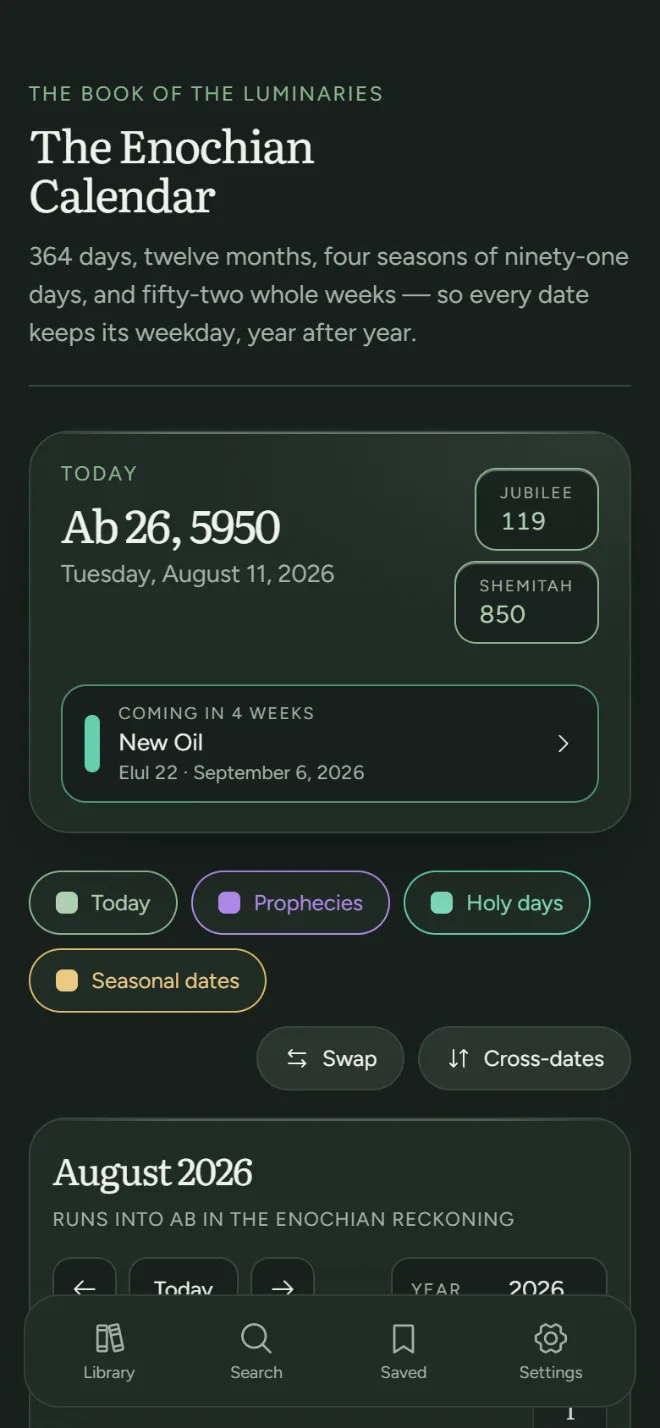 The Enochian calendar screen in Corpus