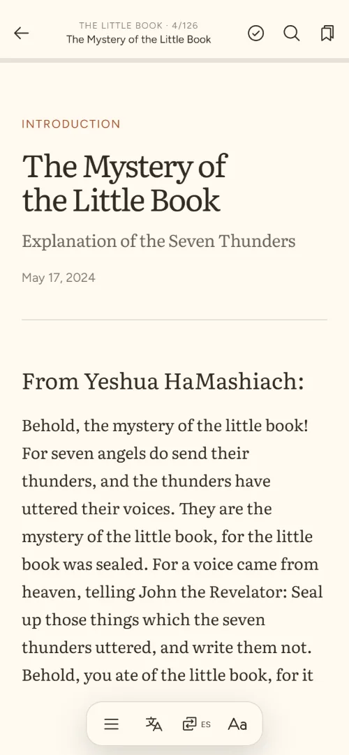 The Corpus reader showing The Mystery of the Little Book